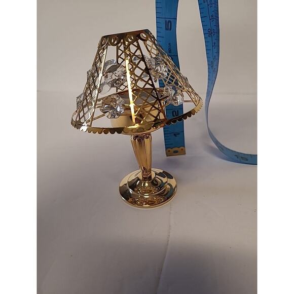Millennium Lamp Figurine 24K Gold Plated Austrian Crystal USA Made *FLAW* - Picture 2 of 7